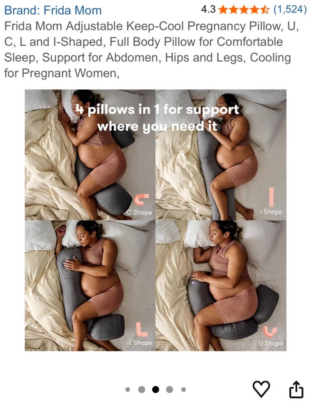 Frida Mom Keep Cool Gray Maternity & Nursing Pillow - Comfortable Support EUC - Picture 4 of 9